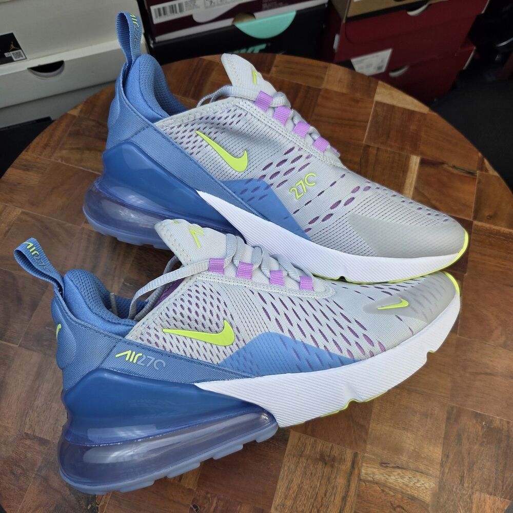 Nike Air Max 270 GS Pure Platinum Blue Lemon Shoes IB4401-043 Size 6.5Y / W 8